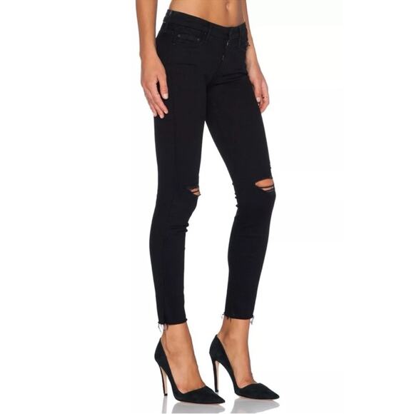 Mother Black High Rise The Looker Ankle Fray Skinny Leg Jeans Guilty As Sin 30 - Picture 7 of 10